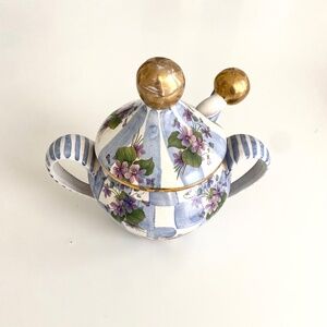MacKenzie Childs VINTAGE Morning Glory Sugar Bowl with Spoon and Lid